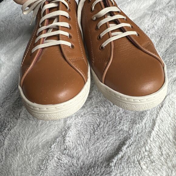 SALVATORE FERRAGAMO Size 10 B vintage tan leather low cut Designer sneakers - Picture 3 of 12